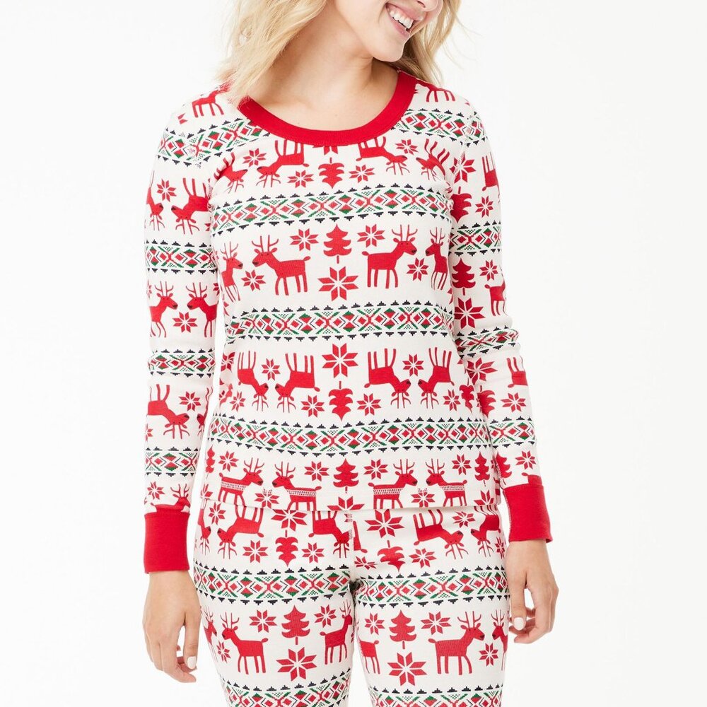Hanna Andersson Long John Pajama Set in Dear Deer Size Small